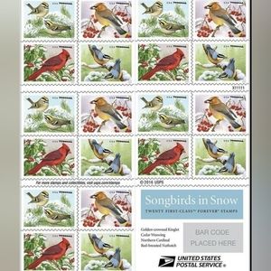 100 Songbirds in Snow Forever Postage Stamps US Postal USPS Wedding‎ Invitations